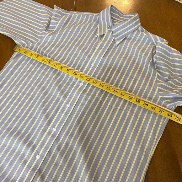 Brooks Brothers 346 Blue Yellow Striped Button Down Cotton Shirt 15½-2/3 - Picture 5 of 8